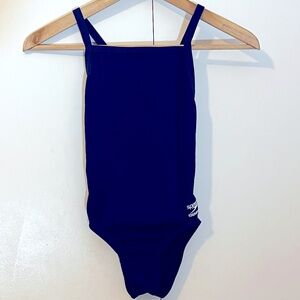 SPEEDO Endurance + Flyback Training One Piece Swimsuit Nautical Navy Sz Small